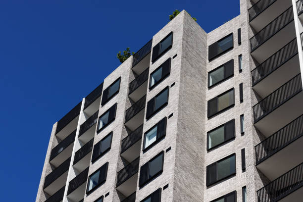 Top of a building with deep blue sky.