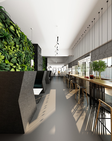3d render of restaurant cafe bar interior