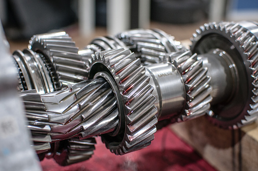 shiny transmission gears axle from a sports car