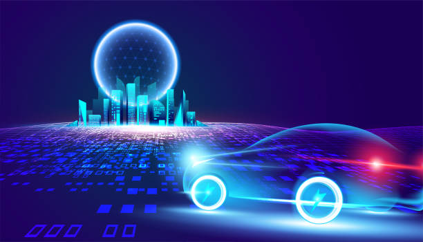 istock Abstract Metaverse Virtual reality Concept Buildings, digital car of Future technology metaverse connected to the virtual space on a modern background. 1395142128