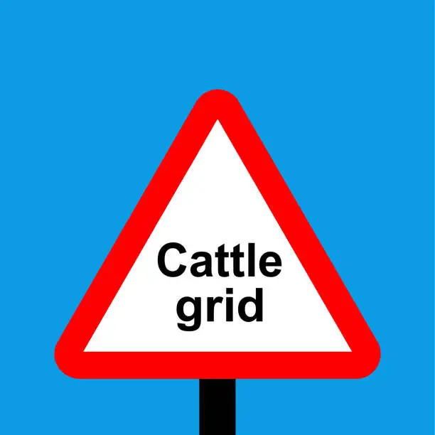 Vector illustration of Warning triangle Cattle grid