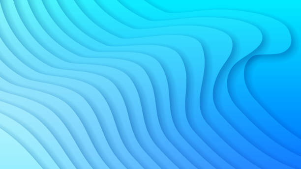 istock Abstract Paper Cut Wavy Sea Ocean Wave Water Blue White Background Vector Design 1395148935