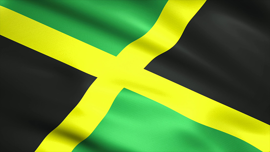 Flag of Jamaica waving in the wind