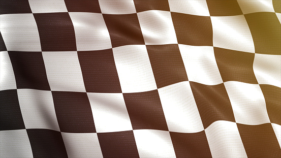 Chess flag waving in wind. Race start or finish.