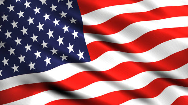 USA American flag waving in the wind stock photo