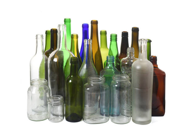 istock set old bottles for recycling on white background 1395151825