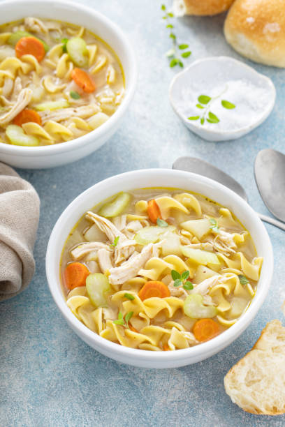 istock Traditional chicken noodle soup with egg noodles 1395154153