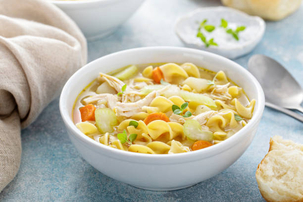 istock Traditional chicken noodle soup with egg noodles 1395154154
