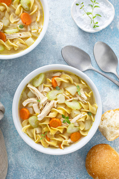 istock Traditional chicken noodle soup with egg noodles 1395154163