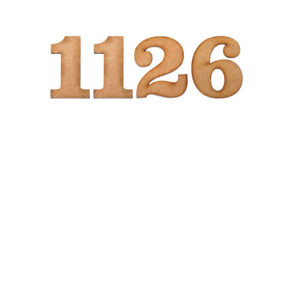 istock Number 1126 in wood, isolated on white background 1395154477