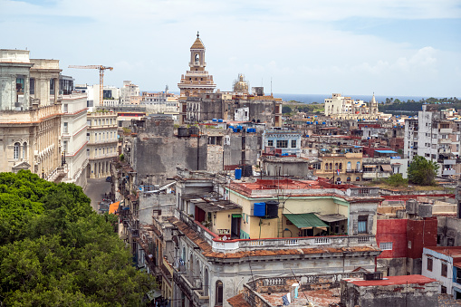 City skyline of Old Havana Cuba. Cultural capital of Cuba. Cuban cities.