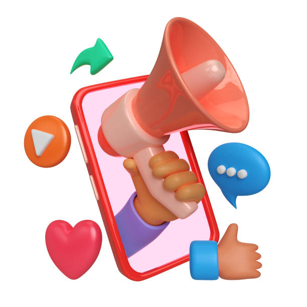 social media marketing 3d render