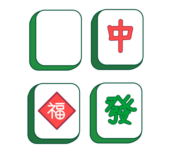illustrations, cliparts, dessins animés et icônes de mahjong icon set, style du nouvel an - mahjong