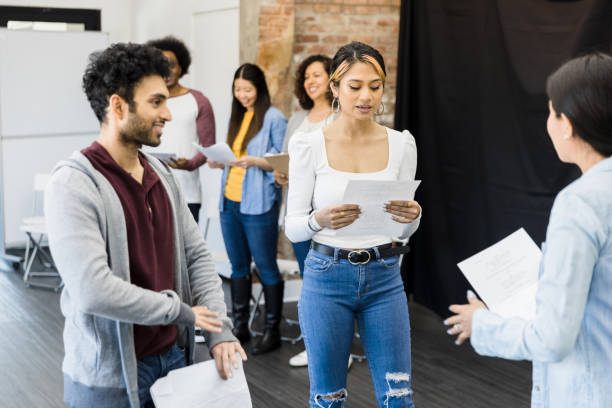 istock Group of three rehearses scene 1395164251