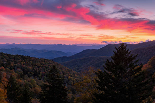 istock Sunset sky over scenic mountain view 1395165540