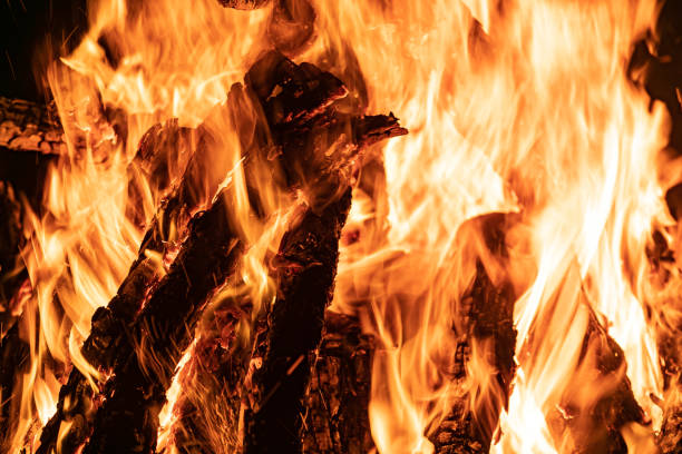 istock Bonfire with emphasis on the shape of the fire 1395166349