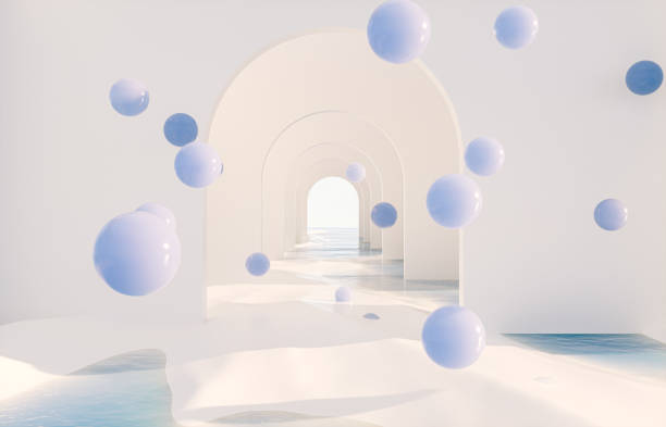 istock Abstract summer landscape scene with geometric form. ocean beach view. 1395169503