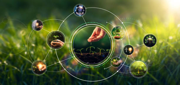 istock Sustainable development goals valid in future modern industry. Renewable energy-based green businesses can limit climate change and global warming. 1395173022