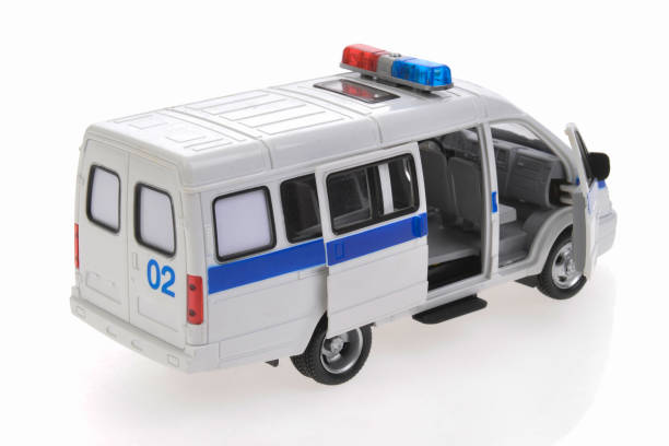 istock Toy police car, isolated on white background 1395174863