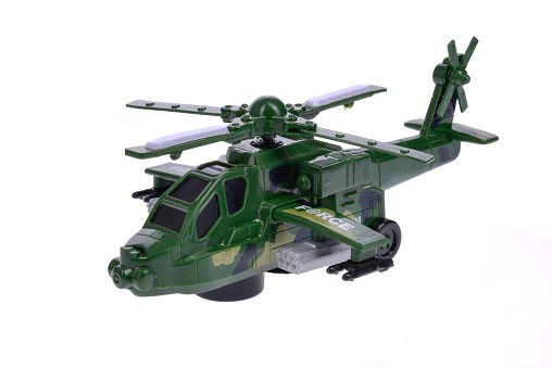 Green helicopter on white background. Isolated