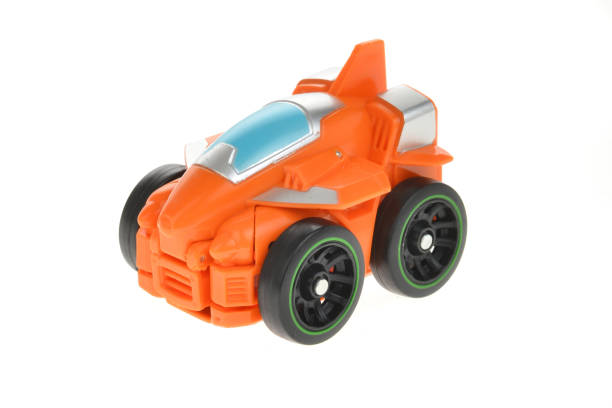 istock Red toy car isolated on white background 1395175058