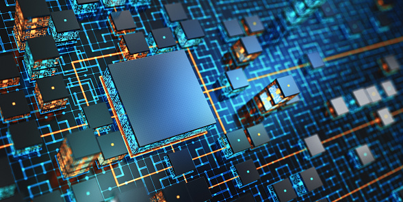 CPU. Visualization of data processing. Processor structure