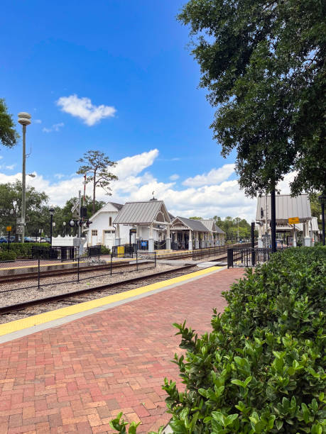 istock These commuter rail station platforms, which also serve interstate rail travelers, are located on a double tracked rail line next to a beautiful urban park in Winter Park, Florida. 1395176229