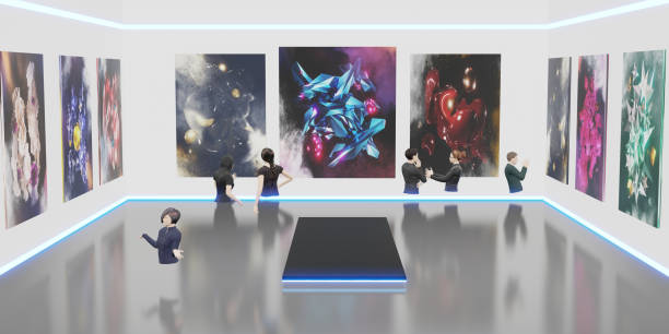 istock Metaverse world NFT Art Gallery Avatars and VR Glasses 3D Illustrations 1395177580