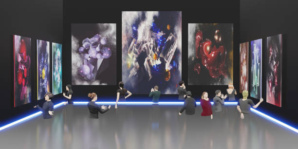 istock Metaverse world NFT Art Gallery Avatars and VR Glasses 3D Illustrations 1395177824