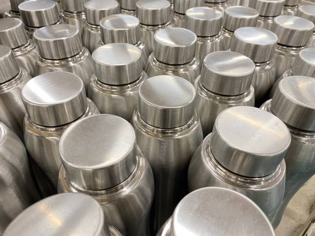 istock Standard Silver Easy Open End Type Aluminium Bottles at retail store or shopping mall 1395178102