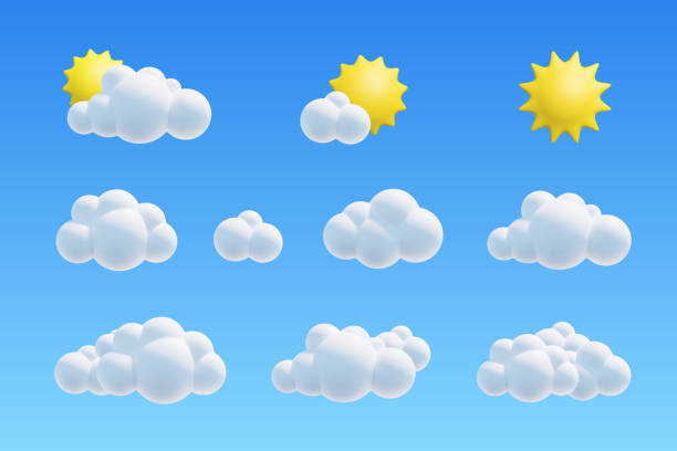 青い空に太陽と雲をベクトル。 - beach nature outdoors overcast点のイラスト素材／クリップアート素材／マンガ素材／アイコン素材