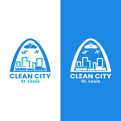 Downtown St. Louis Skyline for Clean City  Design Template. St. Louis is the second-largest city in Missouri, United States.