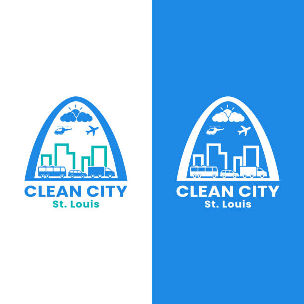 Downtown St. Louis Skyline for Clean City  Design Template Downtown St. Louis Skyline for Clean City  Design Template. St. Louis is the second-largest city in Missouri, United States. jefferson national expansion memorial park stock illustrations