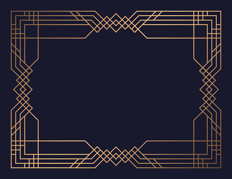 Art deco 1920's retro prairie style gold abstract background pattern.