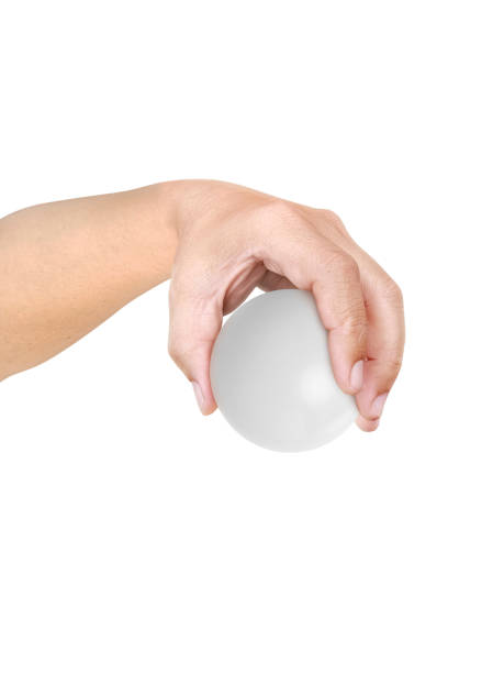 istock Sphere in hand isolated on white background 1395185436