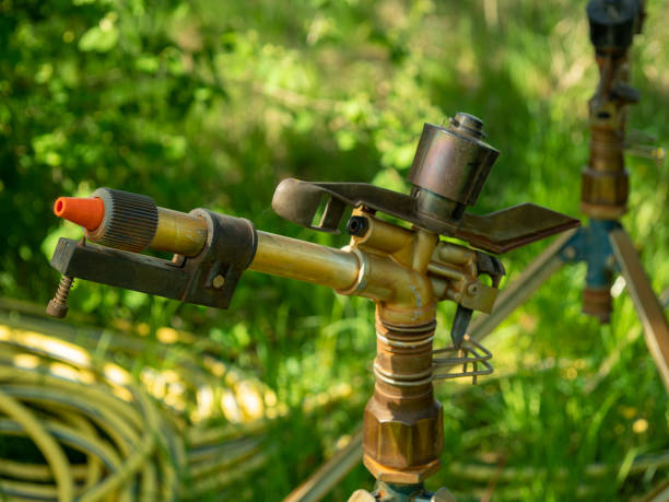 istock Irrigation device in the park. Water sprinkler. 1395185497