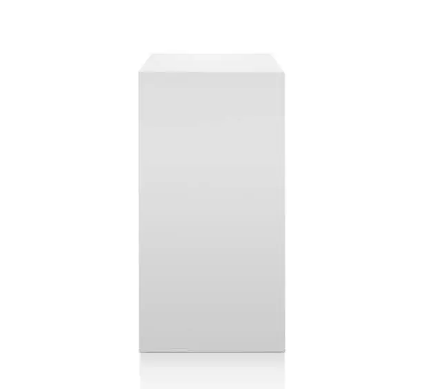 Photo of White rectangle empty pedestal isolated on white background. 3D render