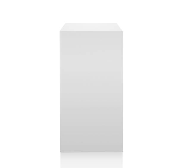 retângulo branco pedestal vazio isolado no fundo branco. renderização 3d - vacant block - fotografias e filmes do acervo