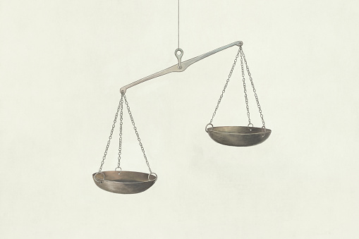 Illustration of balance minimal concept, scales of justice
