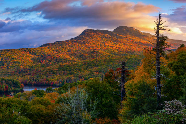 Autumn morning view, Grandfather Mountain, North Carolina stock photo