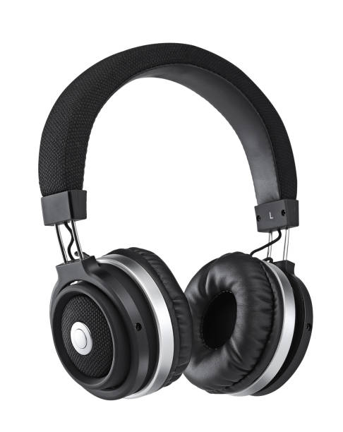 istock Black headphones over white 1395191342