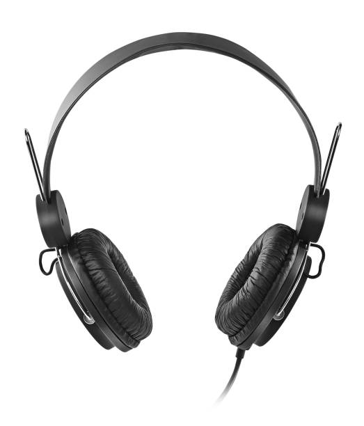 istock Black headphones over white 1395191363