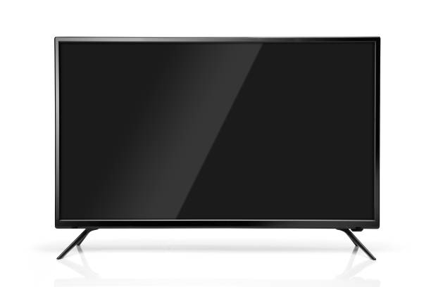 istock Black LED tv television screen blank isolated 1395191508