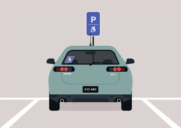 Vector illustration of Accessible parking lot for a person with disabilities, city services