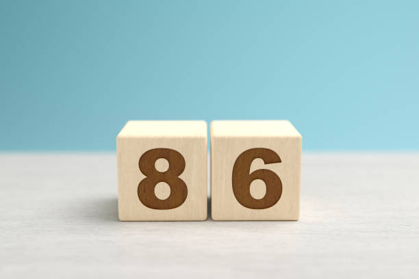 istock Wooden toy blocks forming the number 86. 1395194980
