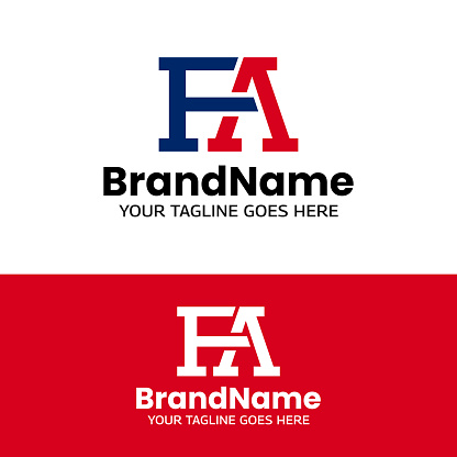 Letter Initial Monogram F A FA AF for Flag Area  Design Template. Suitable for America USA United States Flag Gun Shop Apparel Sport Fashion Business Brand Company in Vintage Flat Style .