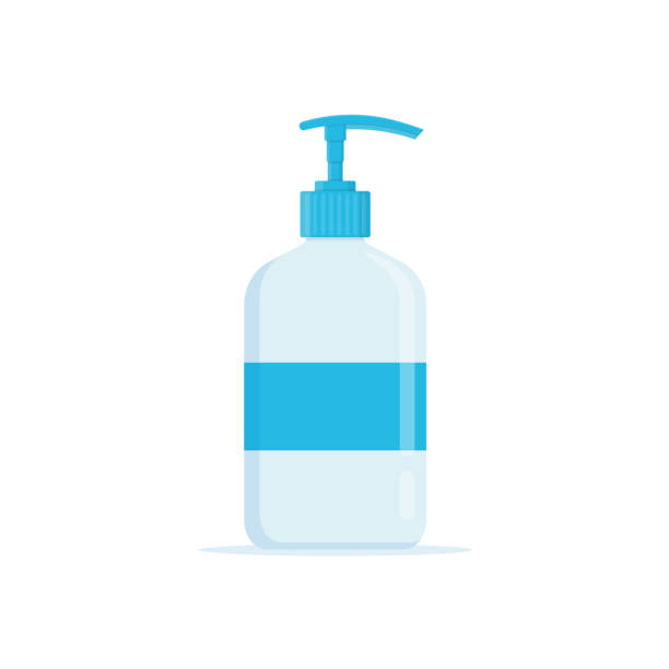 ilustrações de stock, clip art, desenhos animados e ícones de liquid soap for disinfection of hands. soap in a plastic bottle with a dispenser. concept of combating viruses and bacteria. wash hands with soap. personal hygiene. - liquid soap moisturizer bottle hygiene