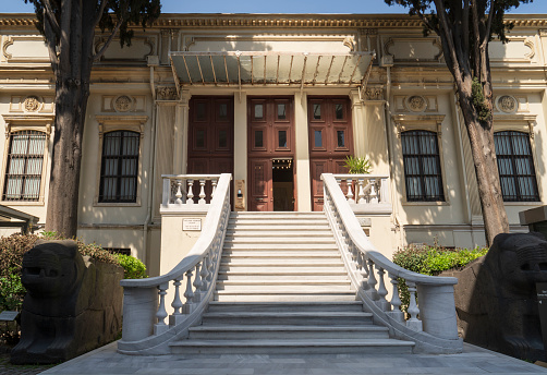 İstanbul, Turkey, April 14, 2022: The Old Oriental Art Museum in Sultanahmet, Turkey. The Museum of Ancient Oriental Works is a museum within the Istanbul Archeology Museum. The collections in the museum consist of works belonging to the pre-Greek eras of Anatolia and Mesopotamia, and the pre-Islamic eras of Egypt and the Arabian Peninsula.