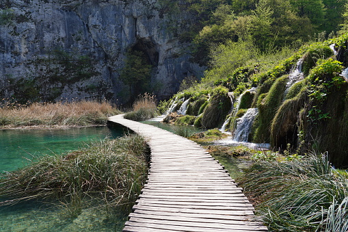 Plitvice lakes, foothpath, lake, karst