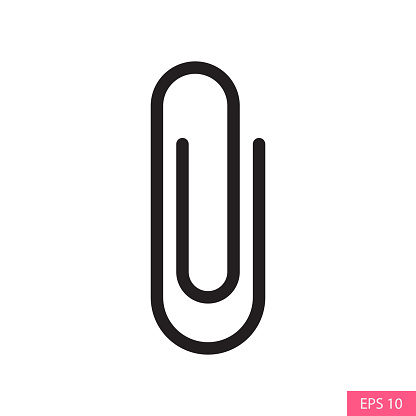 Paper clip or Add attachment vector icon in line style design for website design, app, UI, isolated on white background. Editable stroke. EPS 10 vector illustration.